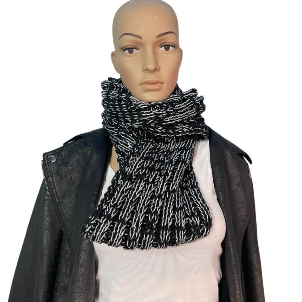 Catherine Malandrino black and silver infinity scarf.